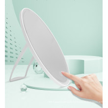 LED cosmetic trifold makeup oval mirror with light